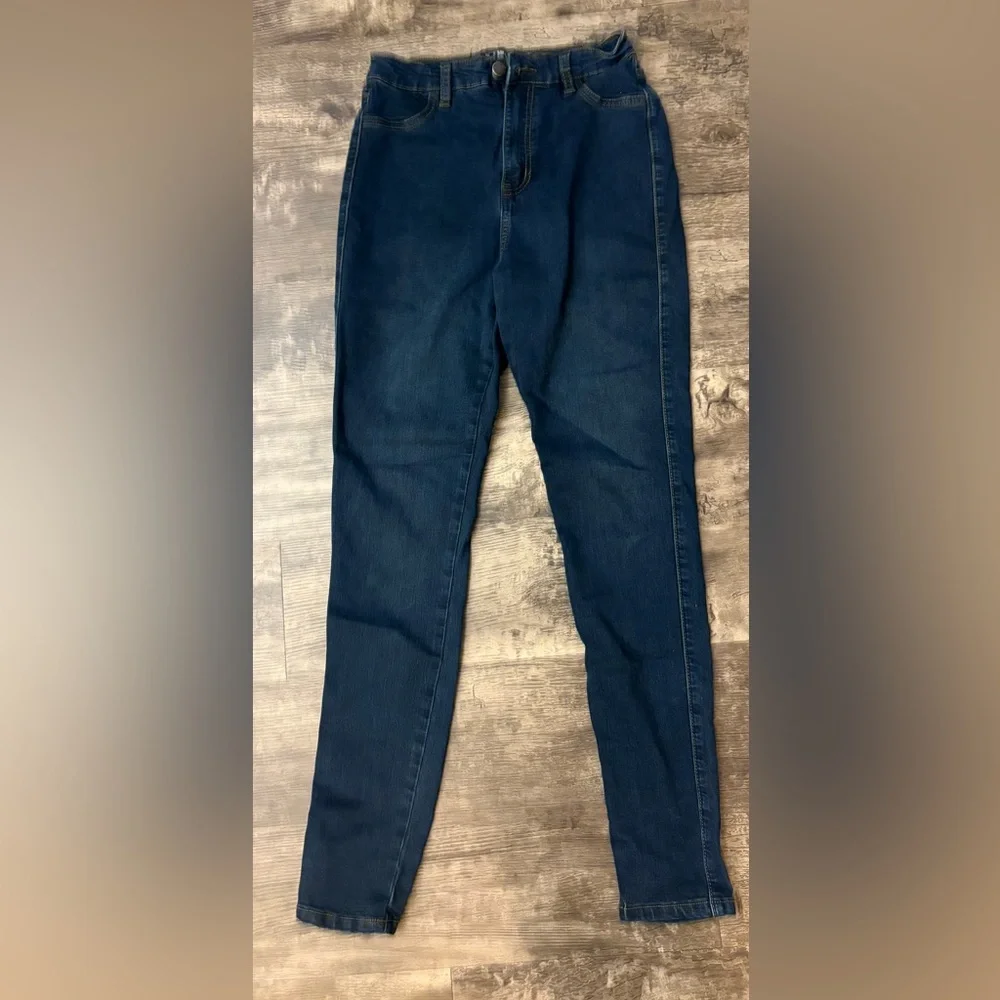 Women's High Waist Dark Blue Jeans - Picture 3 of 4